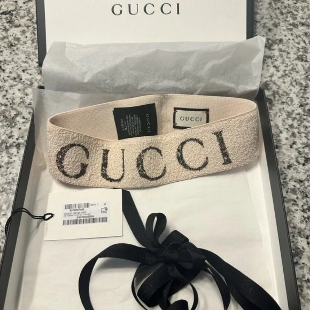 Gucci Beige  Logo  Headband Brand New Authentic